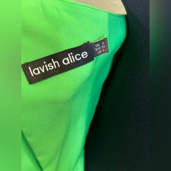 Lavish Alice Green Asymmetrical One-Shoulder Dress Size 4 - Picture 3 of 11